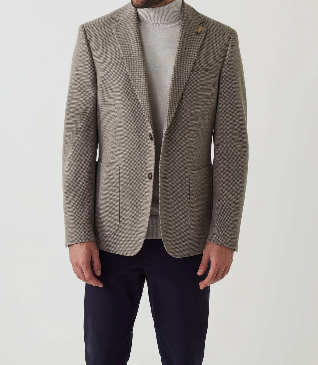 Veste casual en maille faux uni beige 