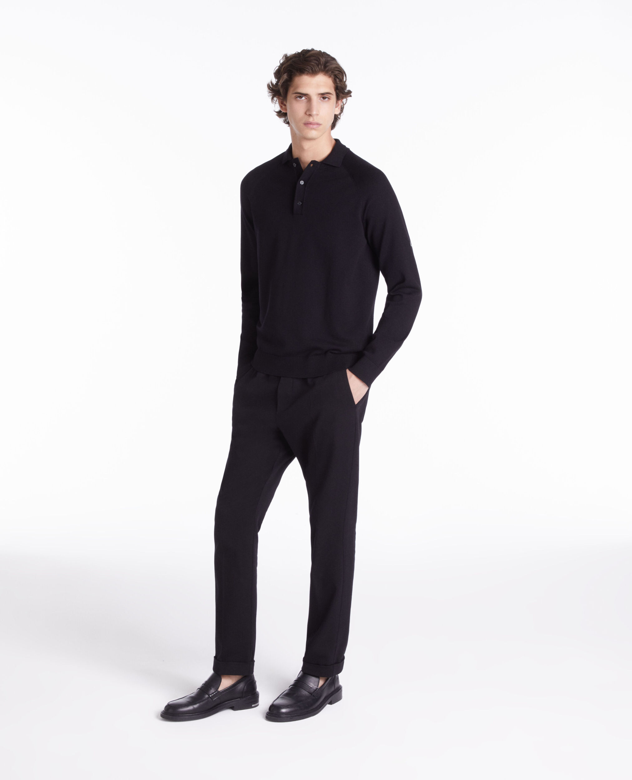 Polo noir en maille