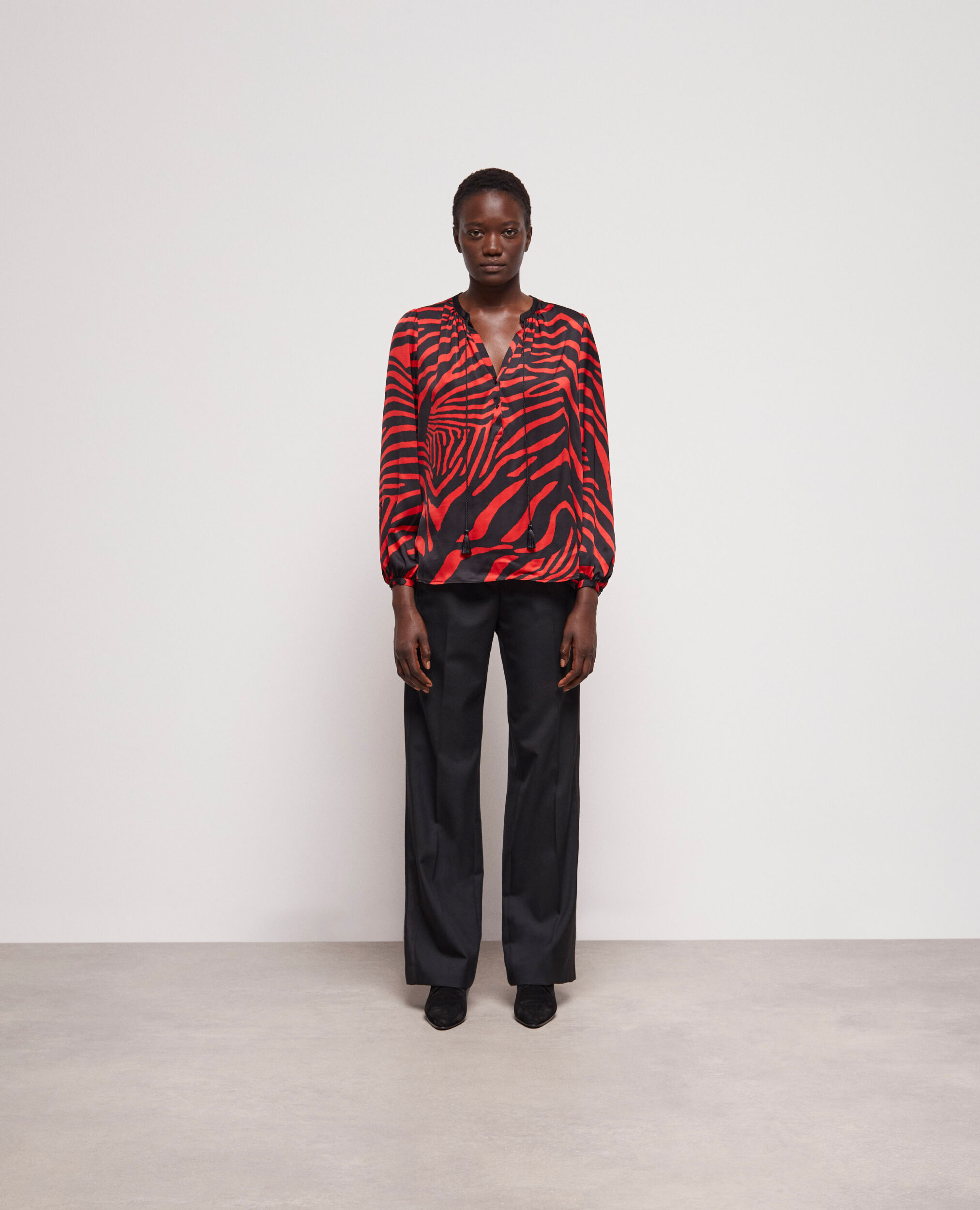 Blouse imprimée zébré rouge