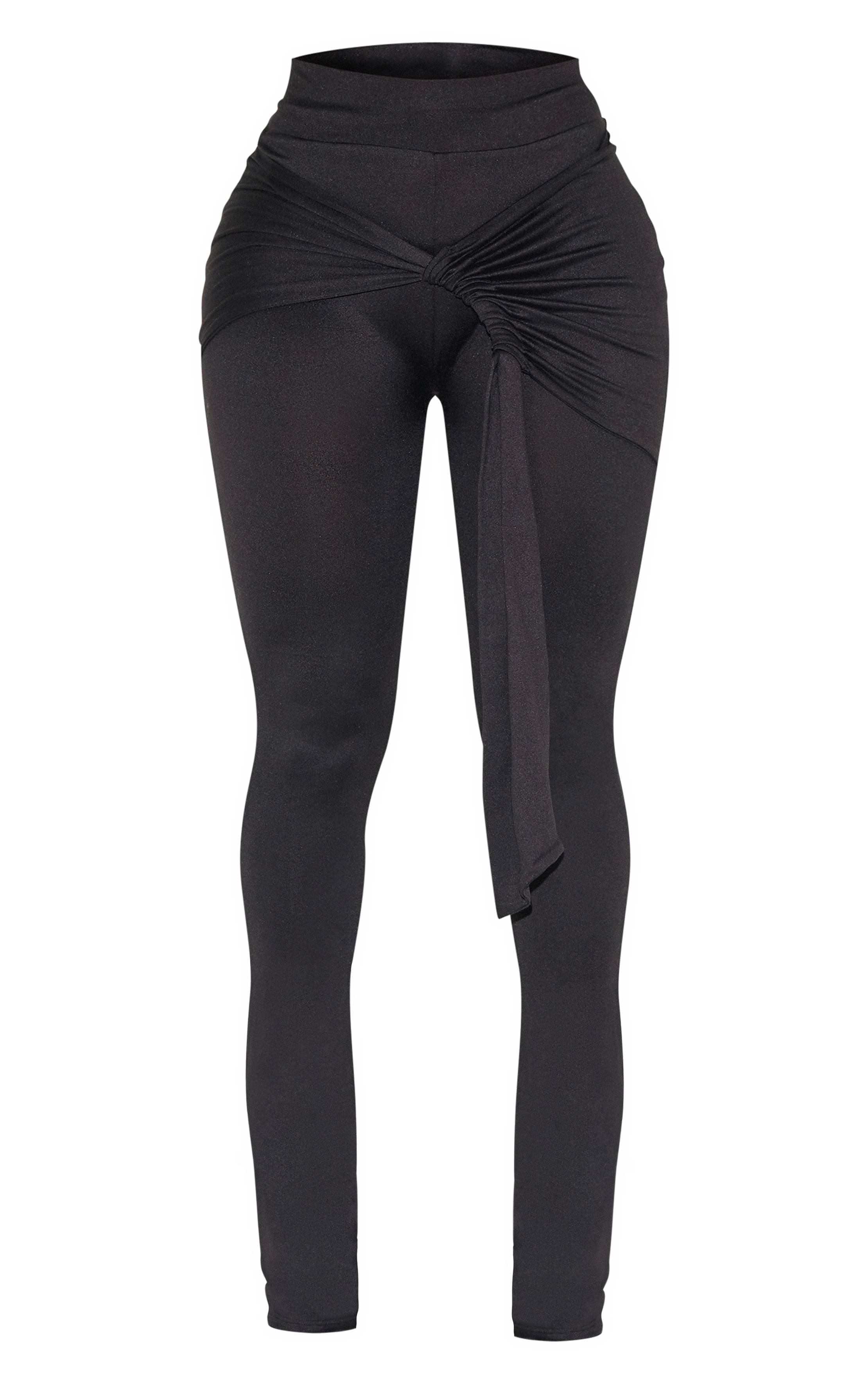 Noir Pantalon Évasé Drapé Enveloppant Ultra Doux Shape