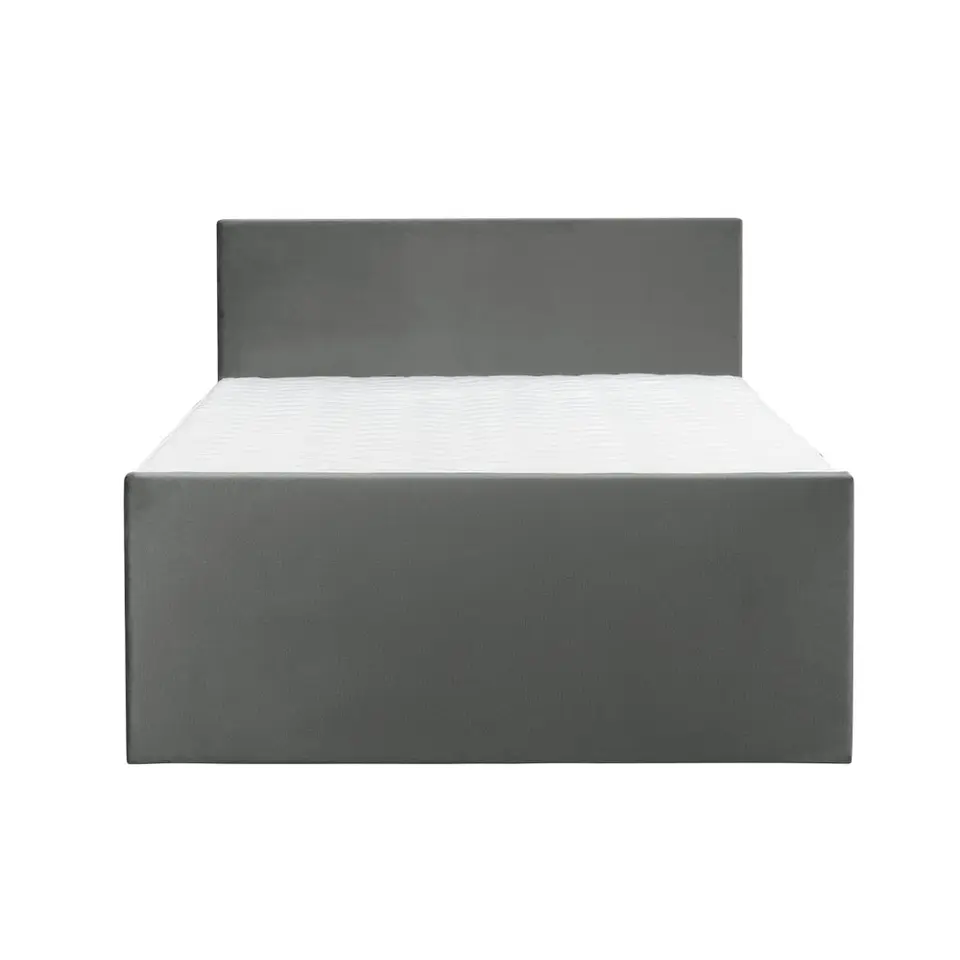 Boxspring met opbergruimte en voetbord Liv egaal - grijs - 180x200cm