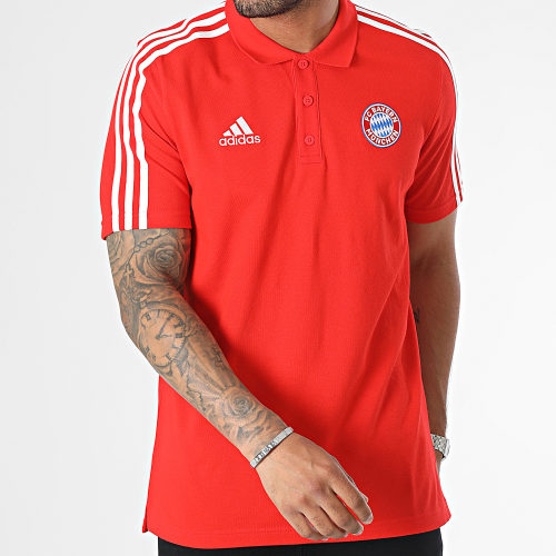 Polo Manches Courtes A Bandes Bayern Munich HY3281 Rouge