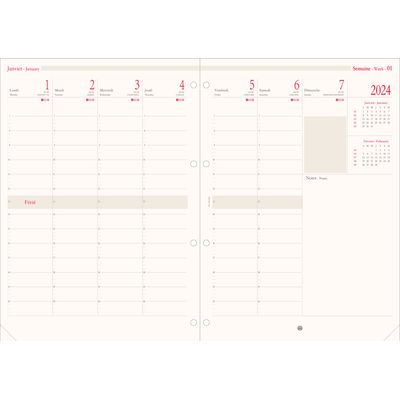 Oberthur - Recharge pour organiseur - 1 semaine sur 2 pages (semainier international) - 21 x 32,5 cm