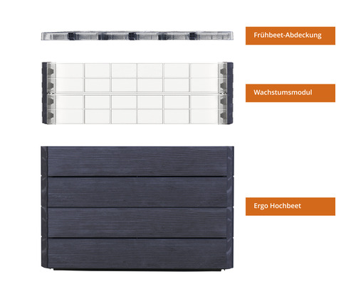 Klassieke verhoogde tuinbak GARANTIA Ergo Quadro Turbo Plus L 80 incl. Flora waterbesparend systeem 80 x 80 x 80 cm hout