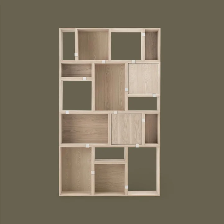 Muuto - Stacked System Regalmodul mit Rückwand, large / Eiche