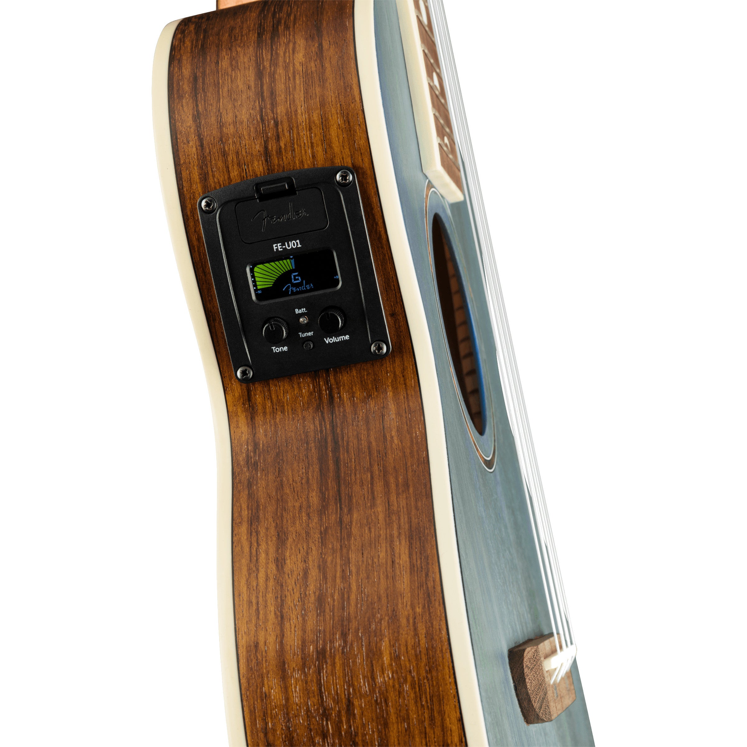 Fender Dhani Harrison Ukulele Turquoise WN elektrisch-akoestische tenor ukelele
