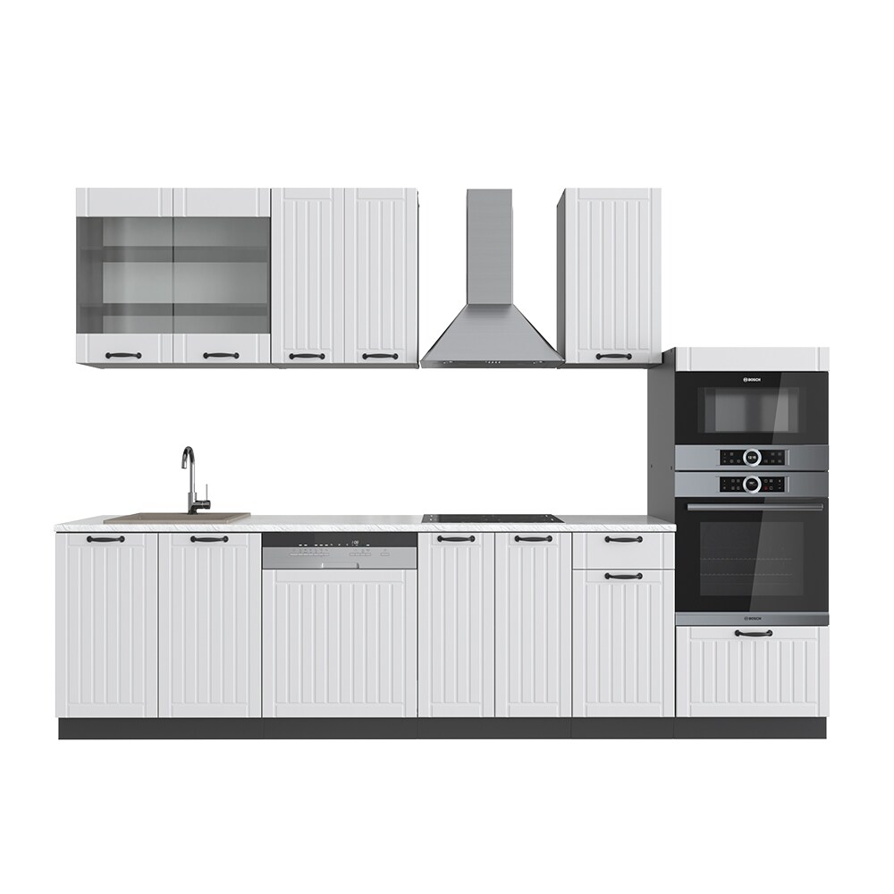 Vicco Küche Fame-Line 240 cm Küchenzeile Landhaus Küchenblock Einbau Anthrazit