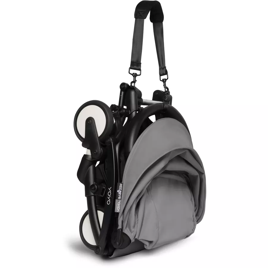BABYZEN Kinderwagen YOYO2 0+ Black mit Neugeborenenaufsatz inkl. Textilset Grey