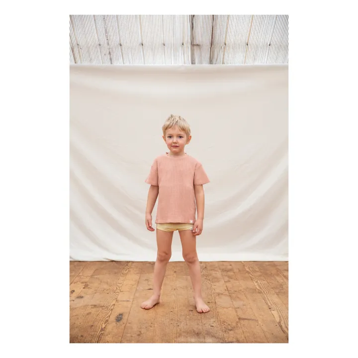 Matona T-Shirt Coton Bio Gaufré | Rose pêche