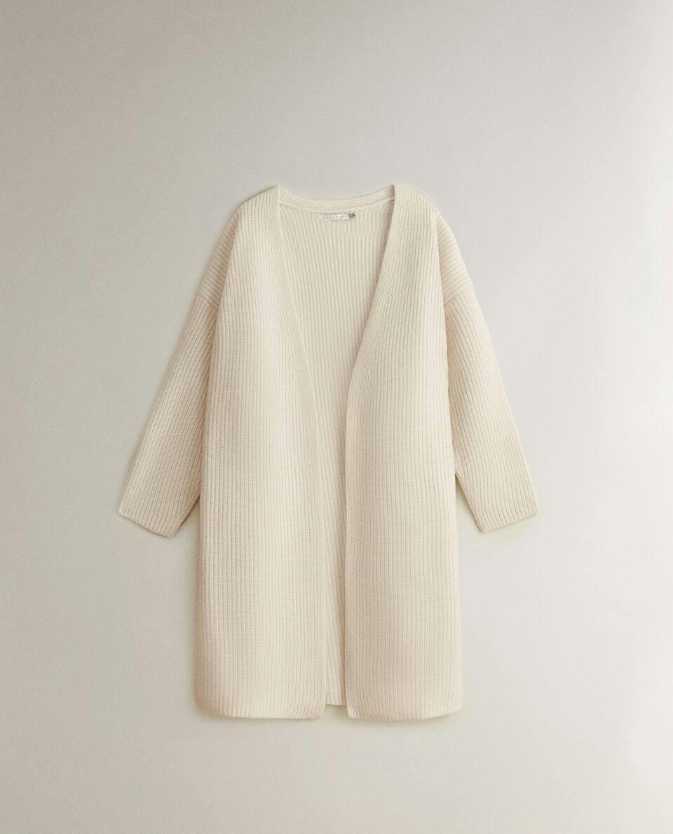 Jaqueta de cashmere canelada