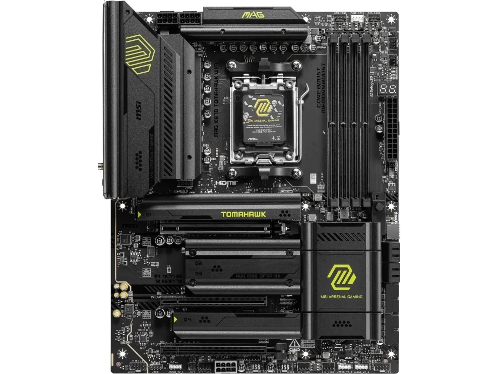 MSI MAG X870 TOMAHAWK WIFI - Bundkort - ATX - Socket AM5 - AMD X870 Chipset - USB4, USB 3.2 Gen 2, USB-C 3.2 Gen2, USB-C 3.2 Gen 2x2, USB 3.2 Gen 1 - 5 Gigabit Ethernet, Wi-Fi 7 - onboard grafik (CPU påkrævet) - HD Audio (8-kanaler)