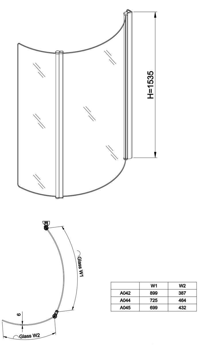 Eastbrook Type 2 badwand met vouwdeur 85x150cm links chroom