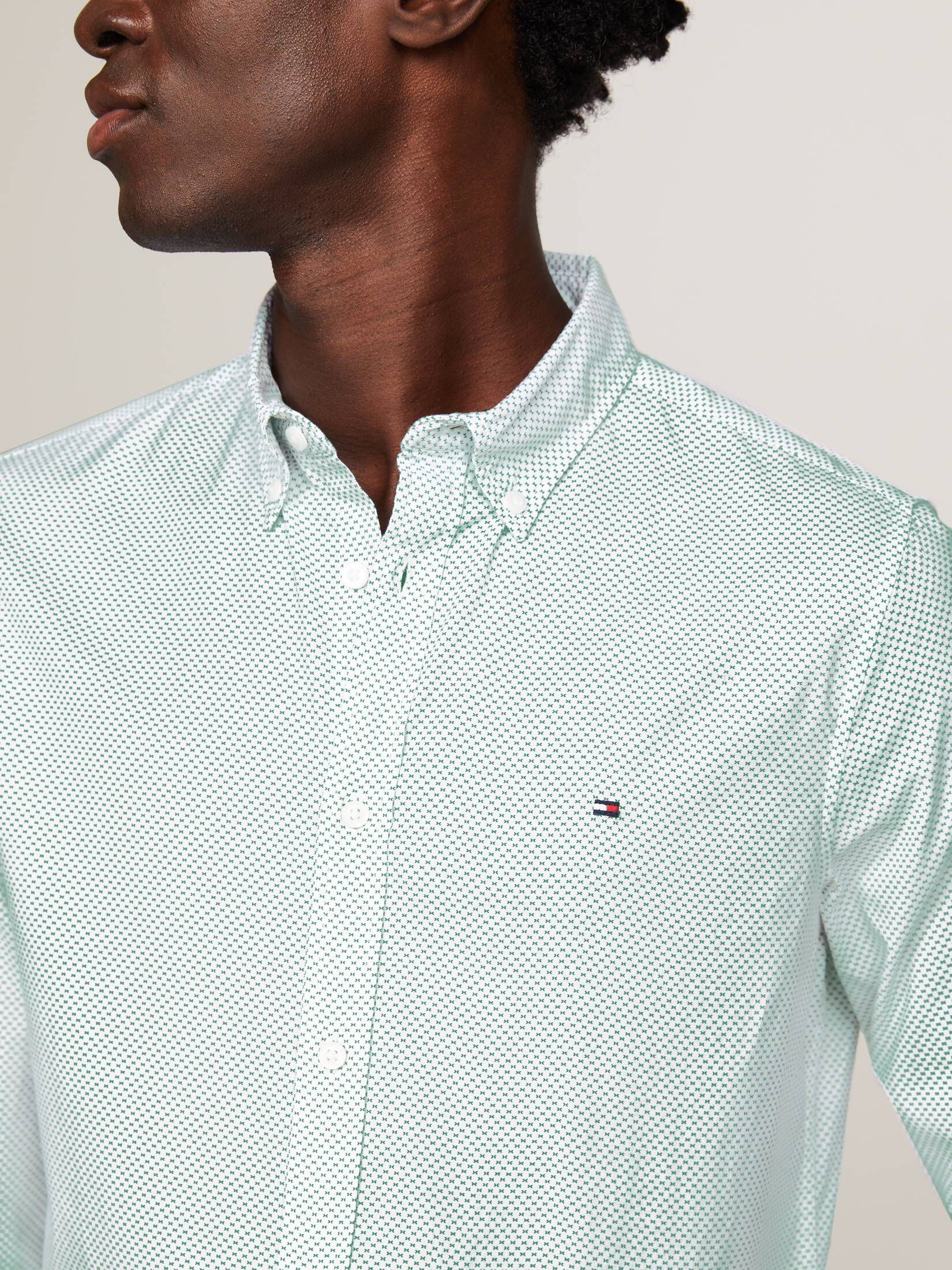 Tommy Hilfiger| Herren Hemd FLEX MINI PRINT Slim Fit