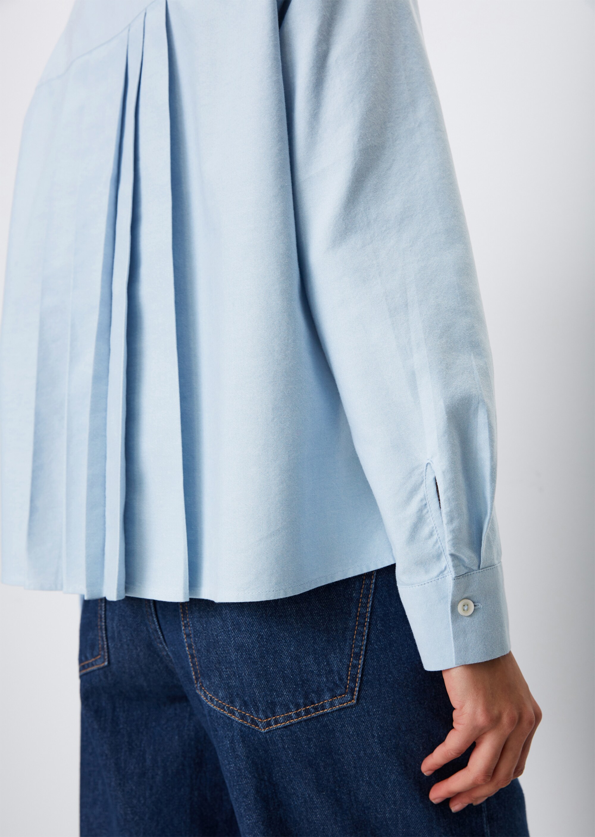 Bluse mit Falten-Detail regularaus Oxford-Qualität