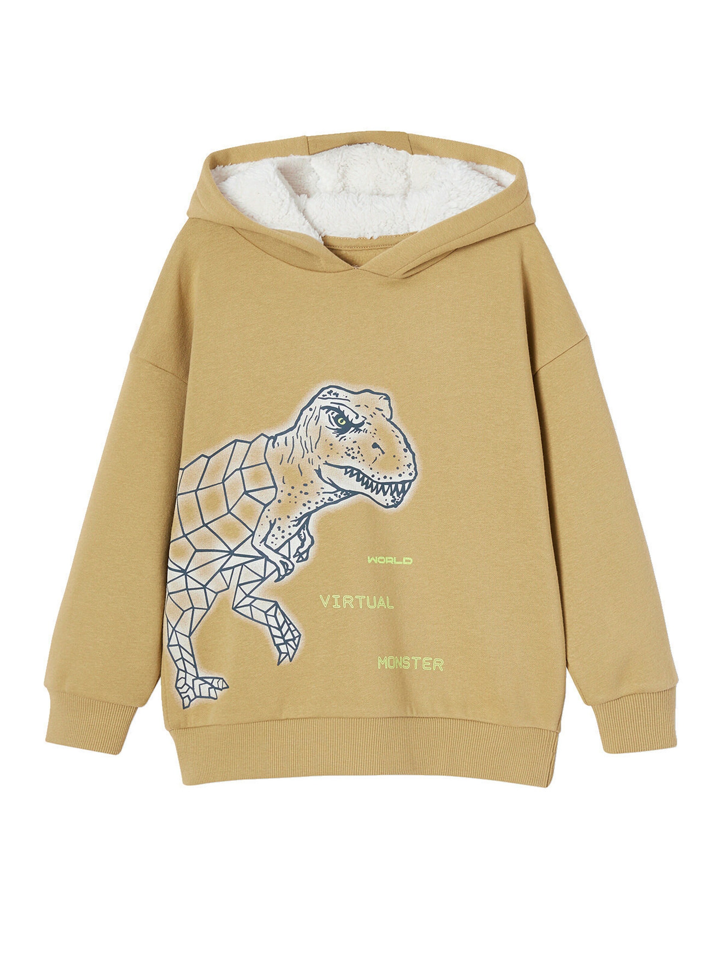 Vertbaudet Jungen Dino-Kapuzensweatshirt olivgrün