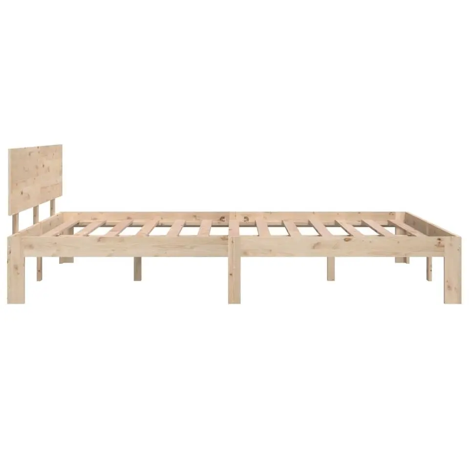vidaXL - Bed frame met hoofdeinde - Naturel - Massief grenenhout - 140x200 cm