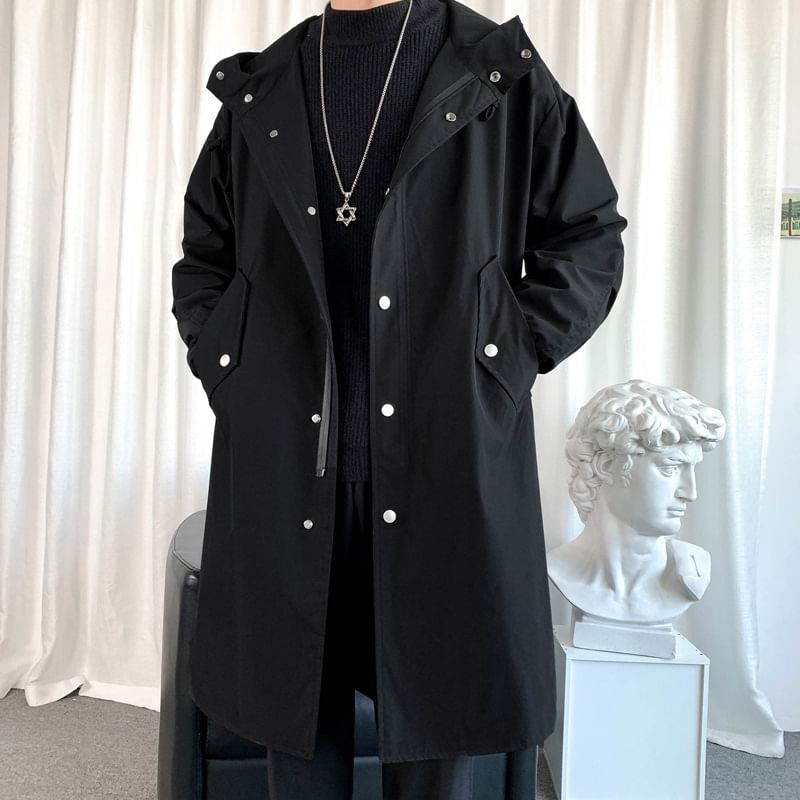 YIKES - Lange trenchcoat met capuchon en knoopsluiting