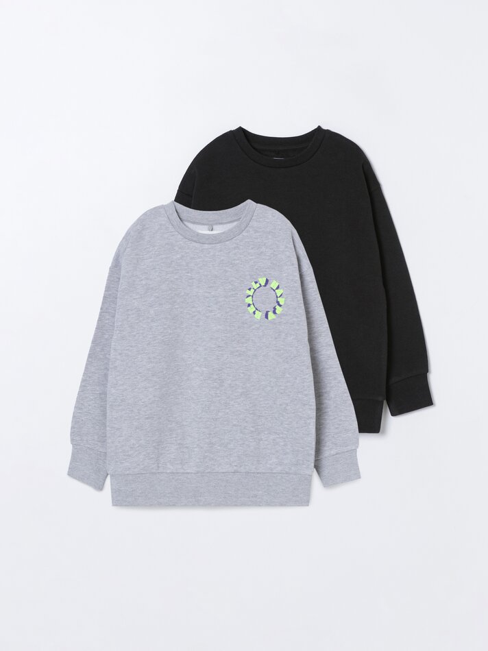 Conjunto com 2 moletons combinando - Cinza Mesclado