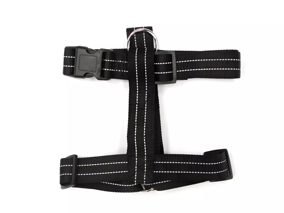 Harnais réglable en polyester avec coutures réfléchissantes - Noir - L 70 à 90 cm