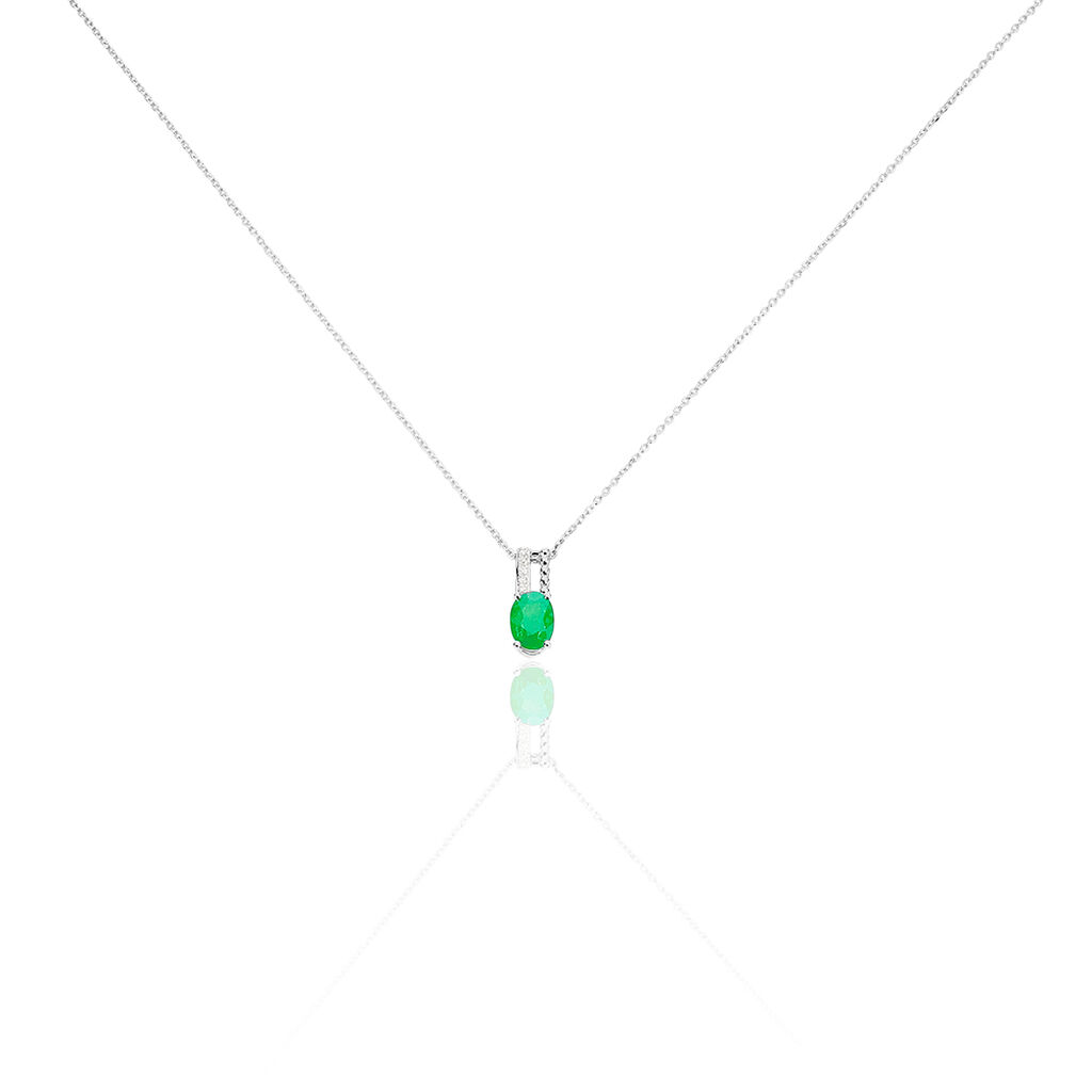 Collier Andrea Or Blanc Emeraude Et Diamant