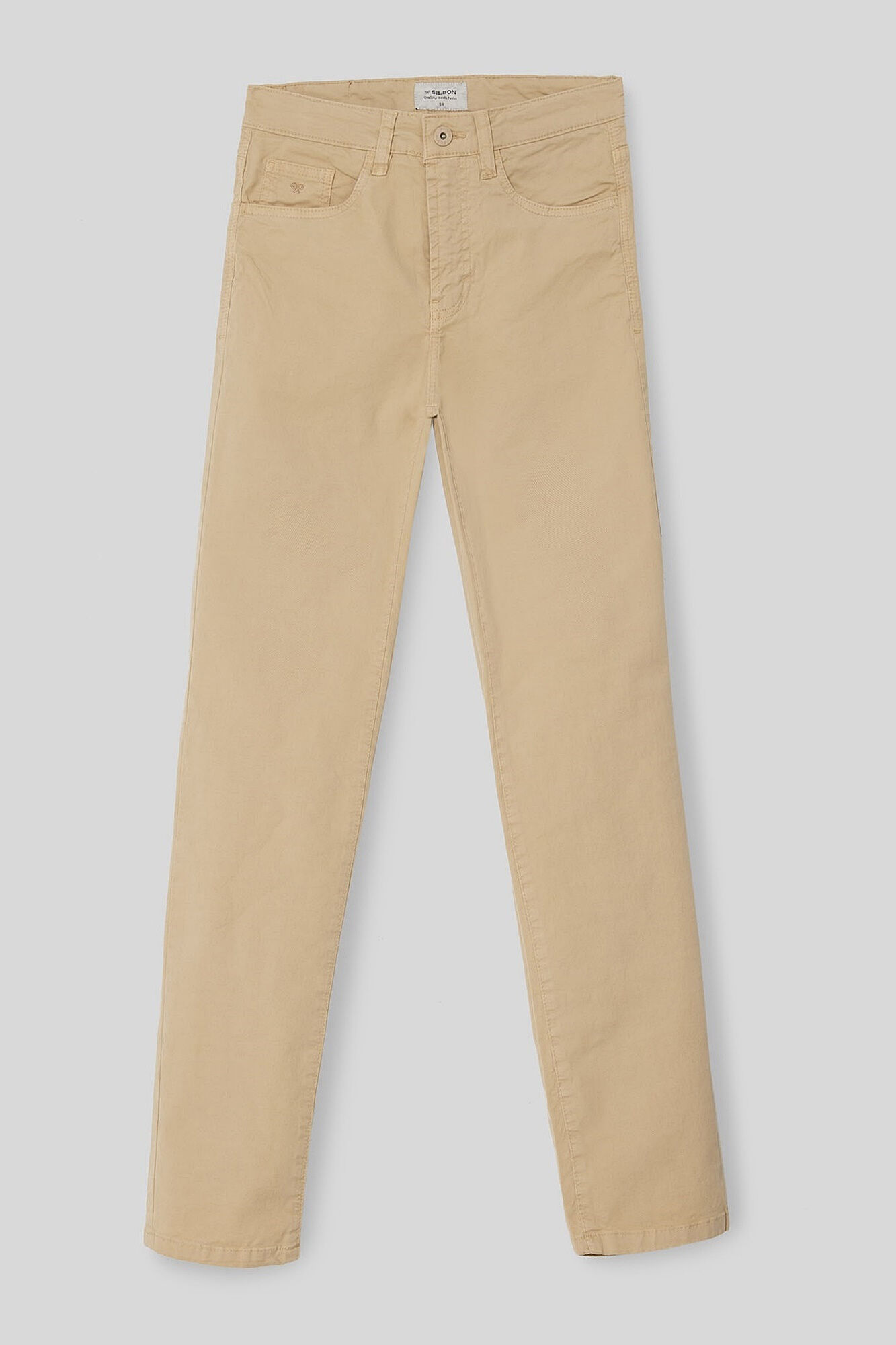 Calça esportiva casual bege com cinco bolsos - Bege