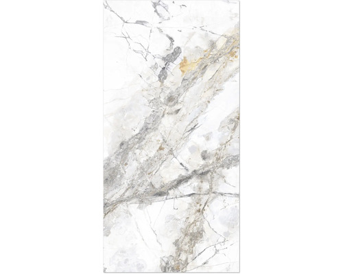 Porseleinen wand- en vloertegel Marmer Riva goud 60 x 120 x 0,9 cm glanzend gerectificeerd