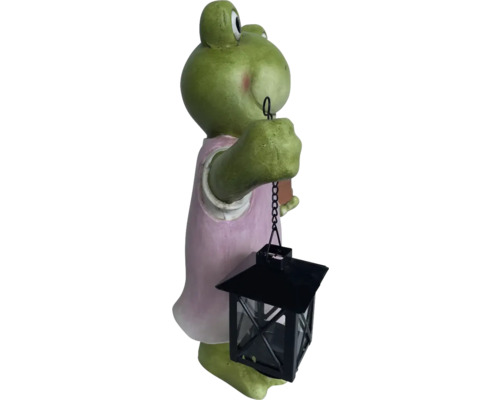 Decoratief kikkerbeeldje Lafiora 14 x 8 cm wit paars groen