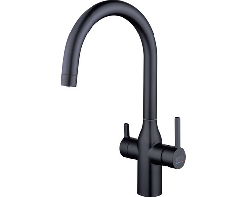 KEO NOA keukenkraan met filterfunctie, zwart, inclusief BWT MyAqua Soft filter en filterkop, filtert chloor, kalkaanslag en zware metalen