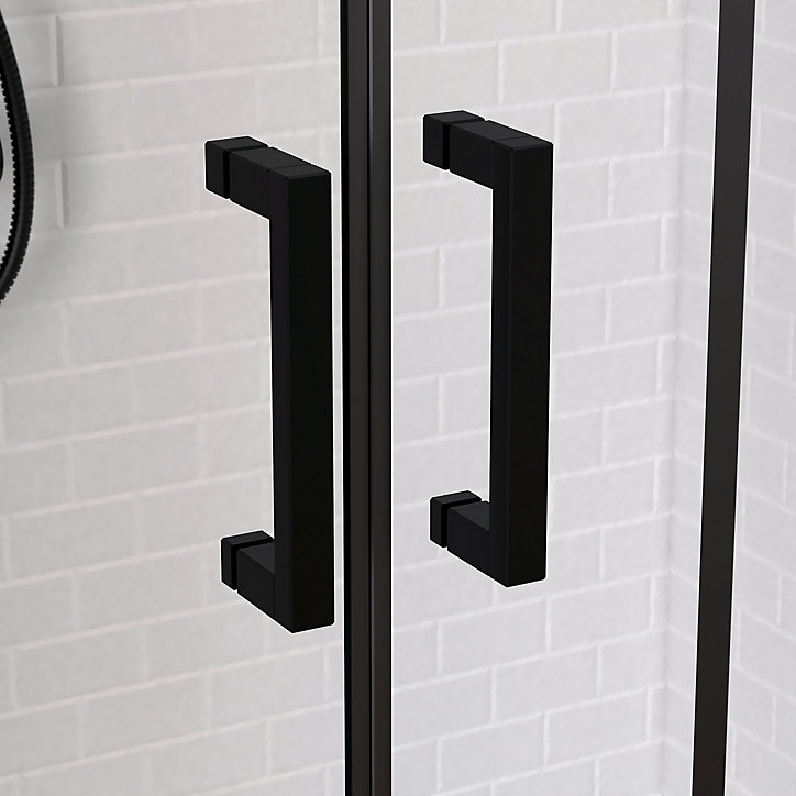 Paroi de douche à double porte coulissante 120 x 160 cm, profilé noir mat laqué, Galedo Factor X