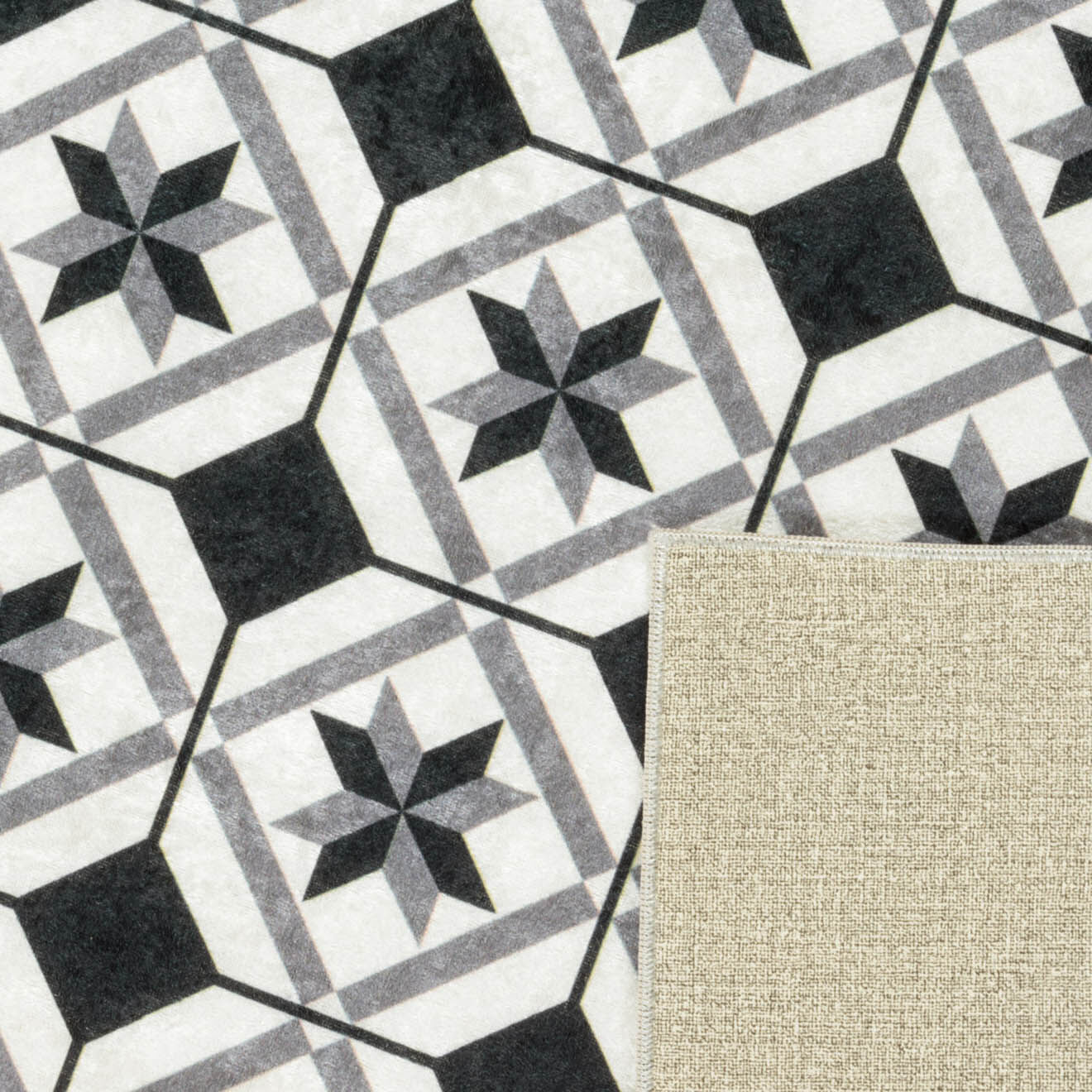 Nazar Rugs Tapis Azulejo 754 noir - 50x100 cm