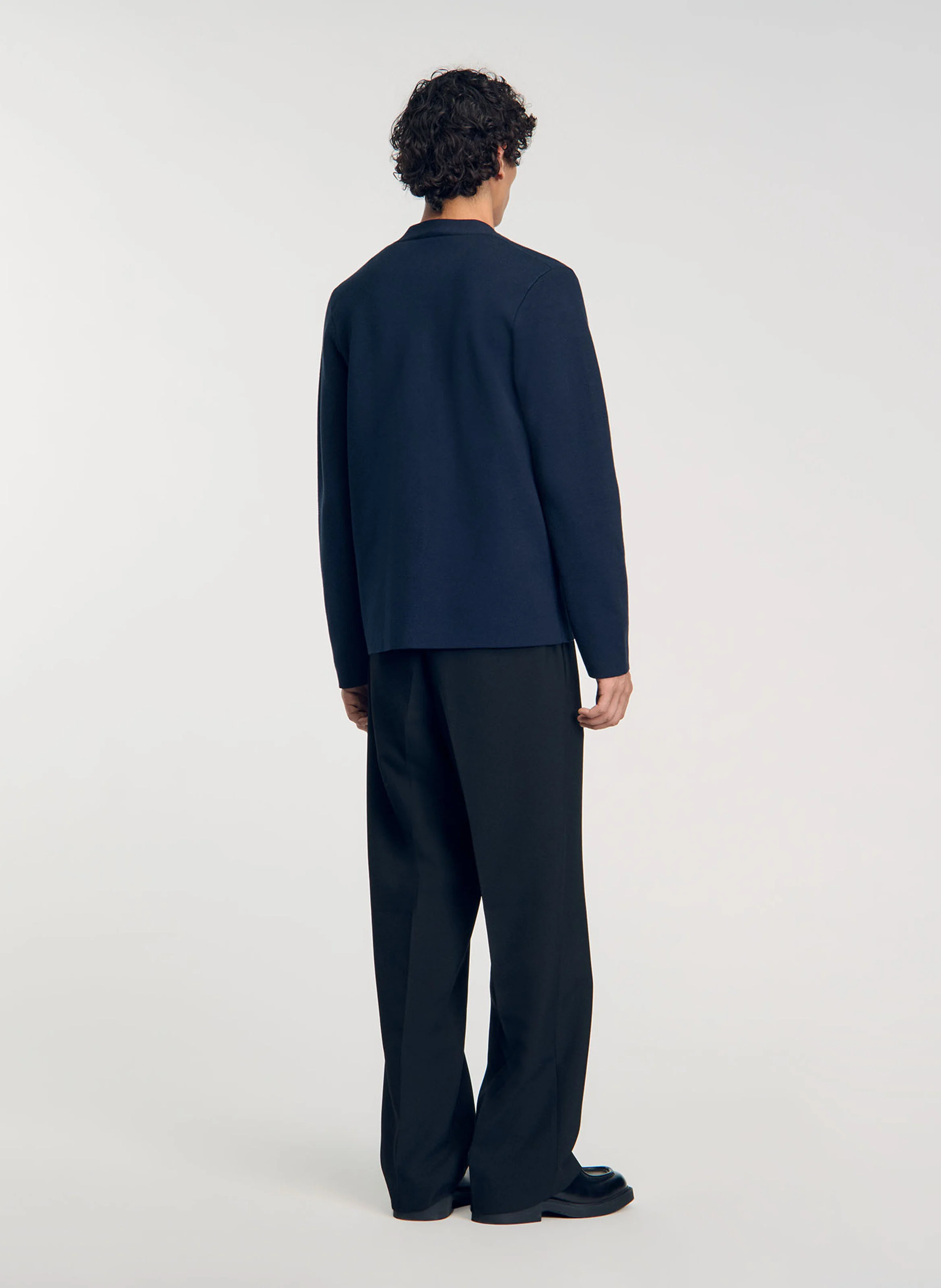 Cardigan droit col V| Bleu