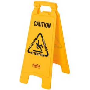 Panneau d'avertissement 'Caution', trilingue