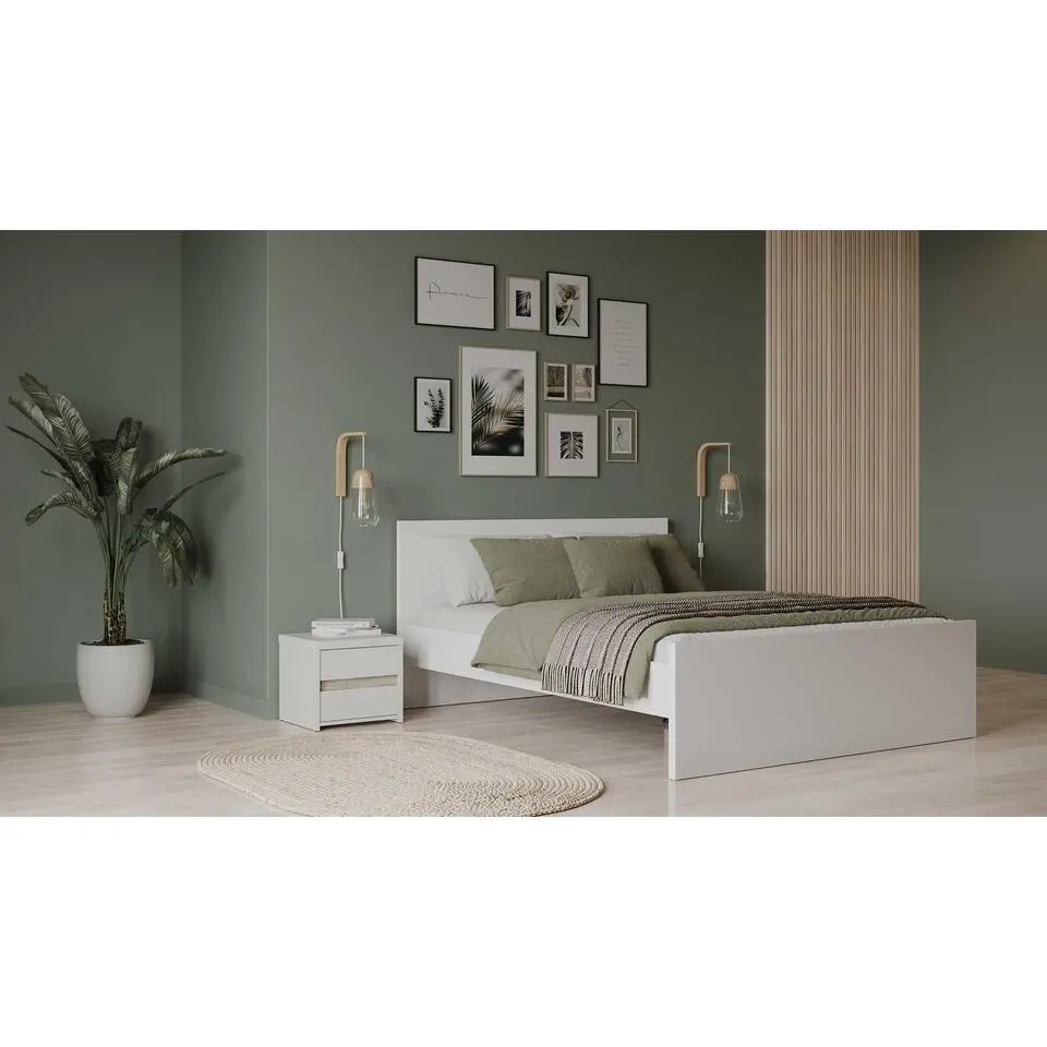 Tweepersoonsbed Clyde - 160x200cm - wit
