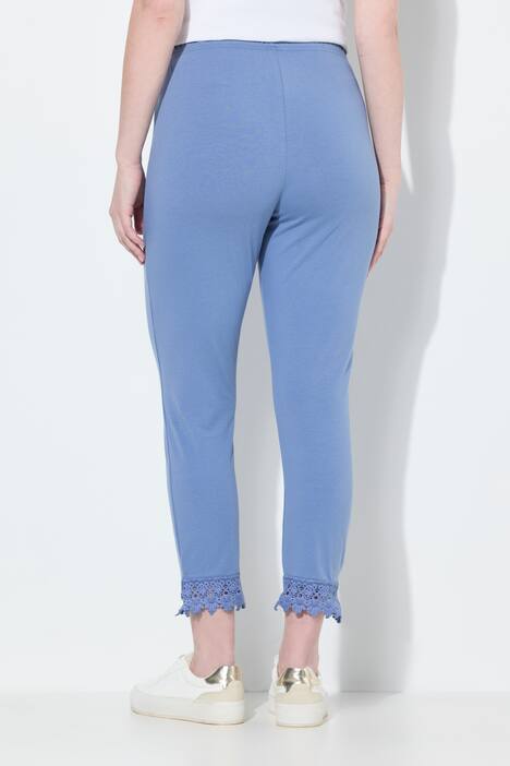 7/8-Leggings, 2er-Pack, Spitzensaum, Biobaumwolle, kornblumenblau