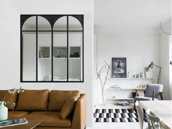 Verrière atelier art déco en aluminium thermolaqué 120x105 cm - Noir - ARCADEA