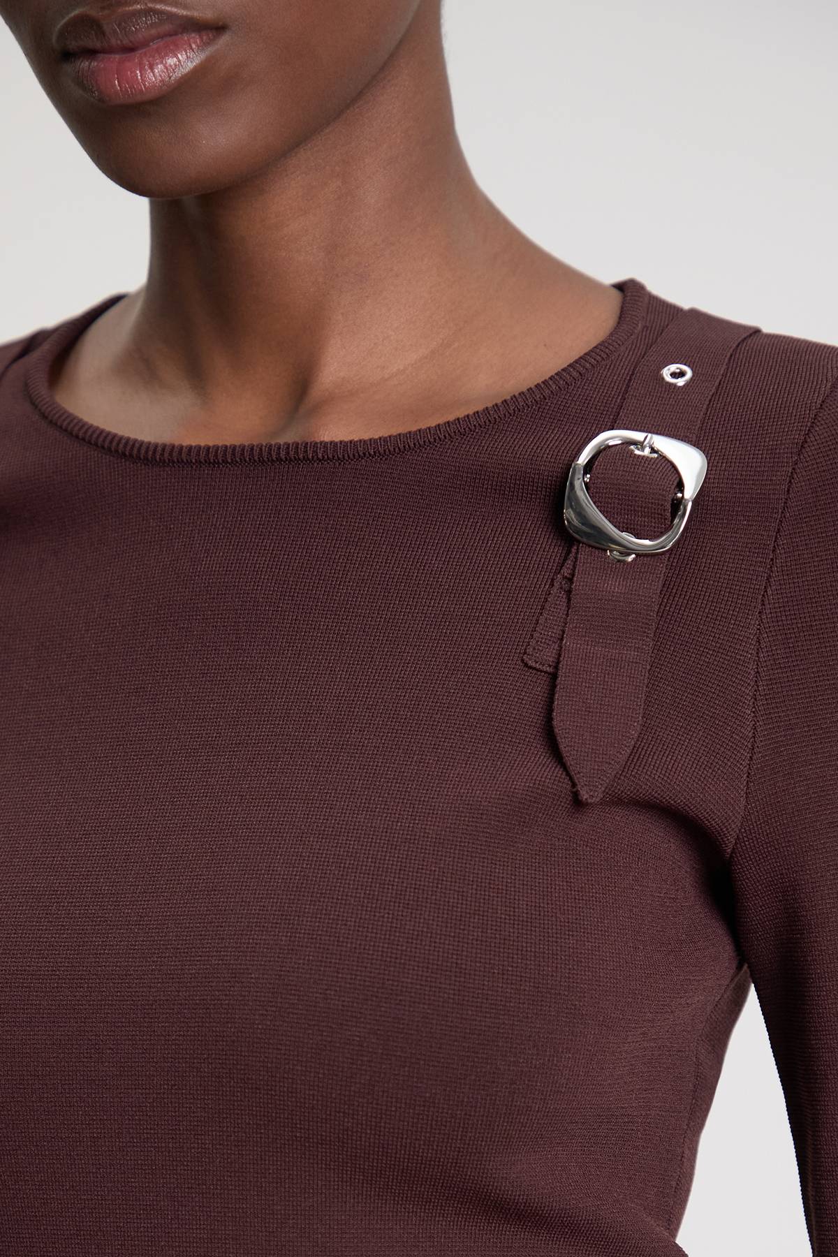KarenMillen Haut Tricoté à Manches Longues avec Détails Boucles