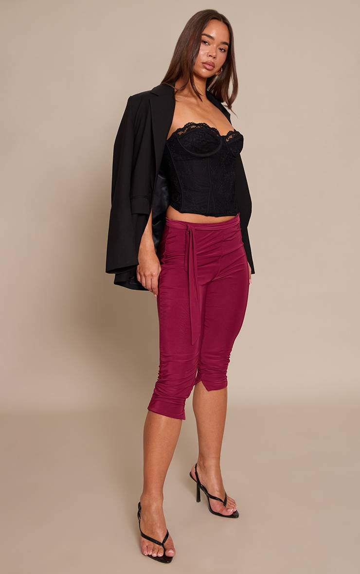 Prune Legging Capri À Taille Enveloppante Double Épaisseur