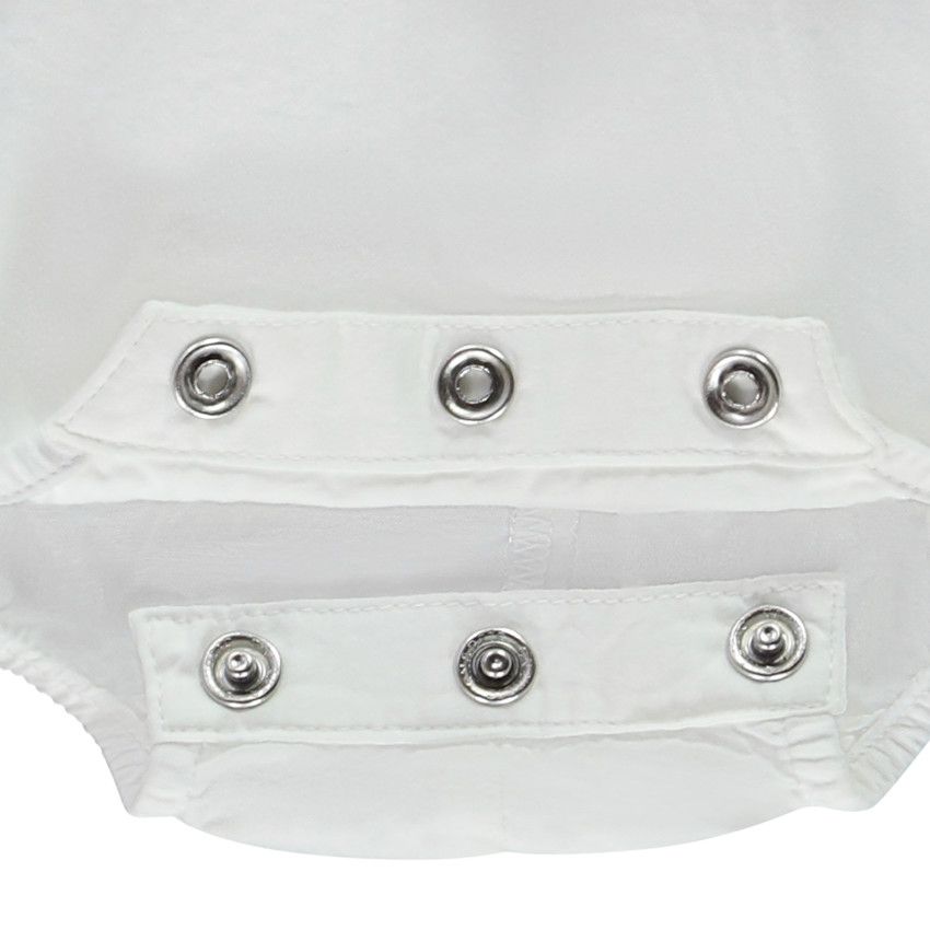 Robe body effet 2 en 1 avec broderie anglaise pour bébé fille - Blanc