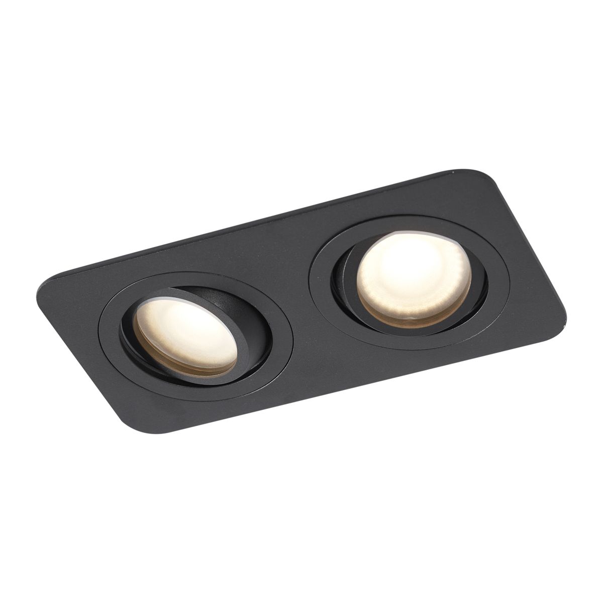 Afgeronde inbouwspot zwart GU10 50mm draai- en kantelbaar IP44 2-lichts - Alberto