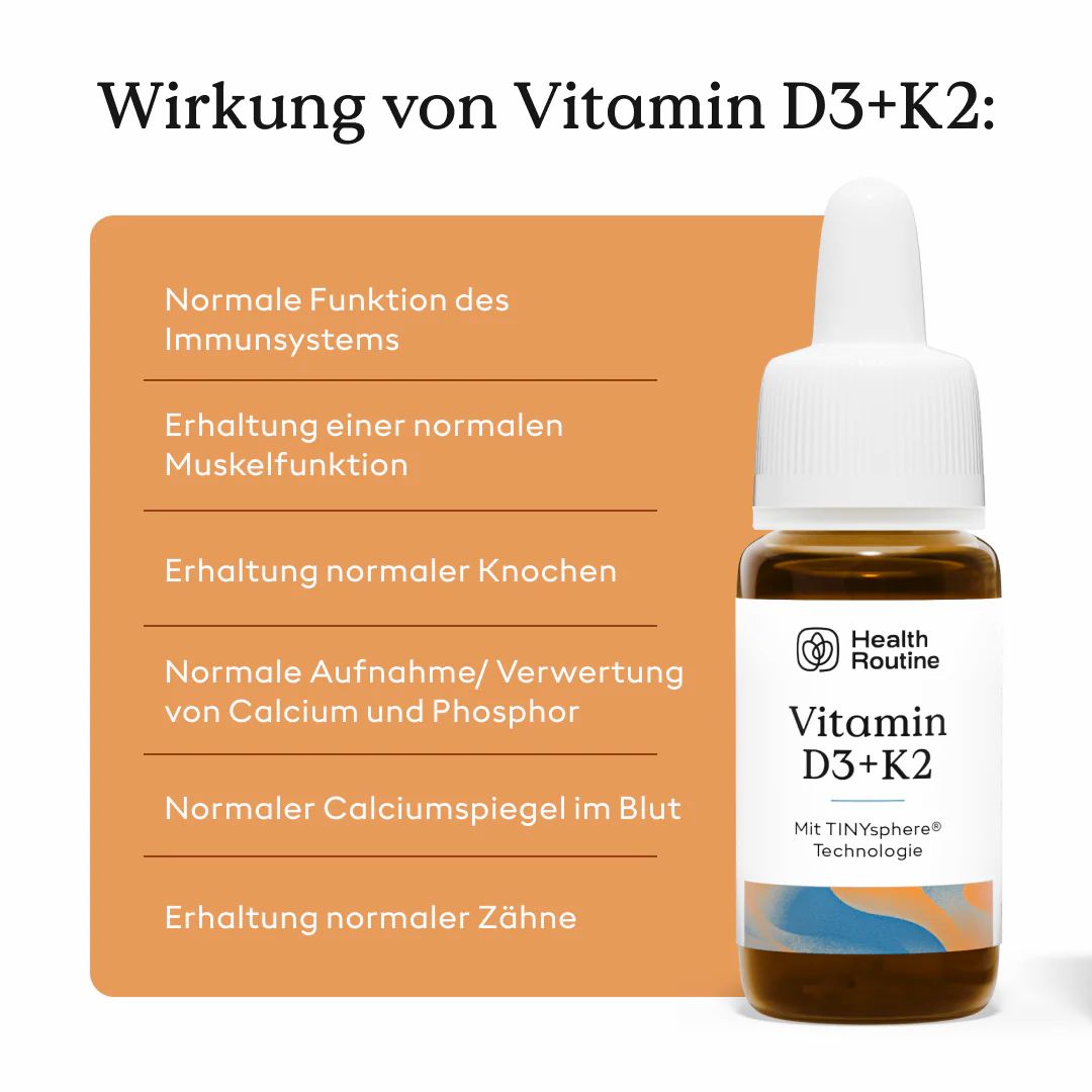 Health Routine Vitamin D3+K2 / 1.000 I.E. pro Topfen