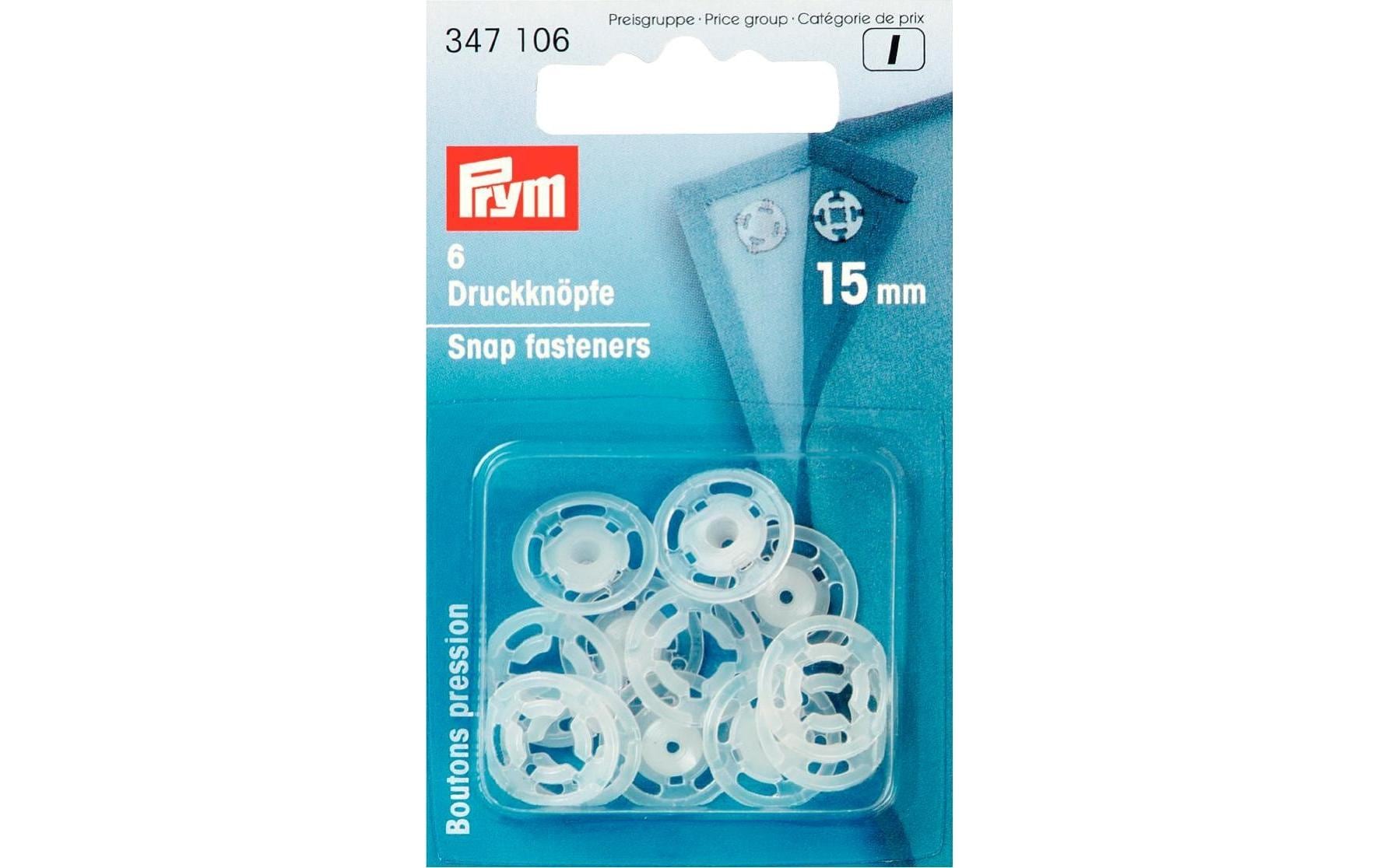 Druckknöpfe Ø 15 mm, Transparent, 6 StückStylishe Annähdruckknöpfe, transparent