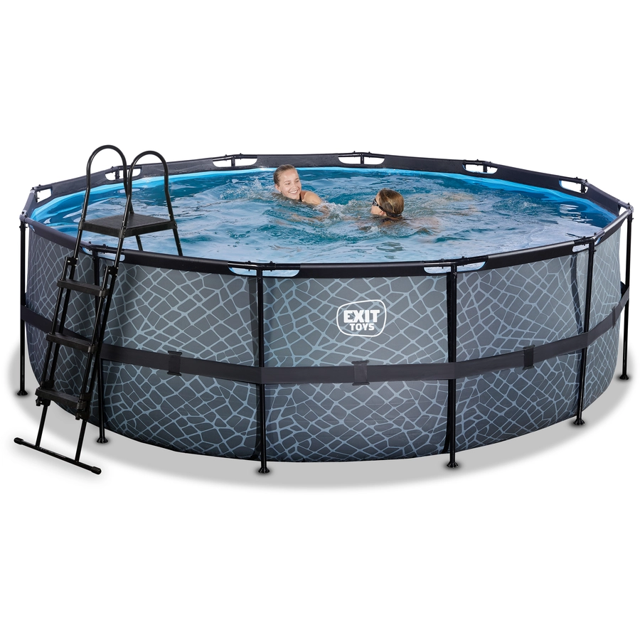 EXIT Frame Pool ø427x122cm (12v Kartusche Filterpumpe) – Grau