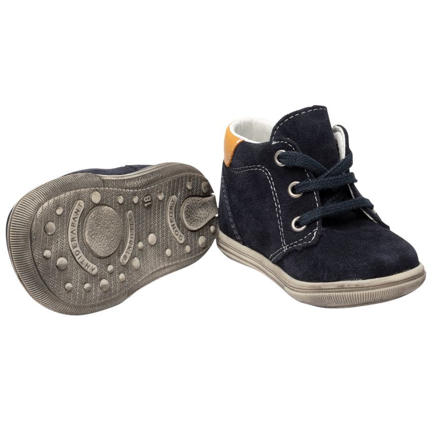 Bottillons bleu marine en cuir pour bébé garçon