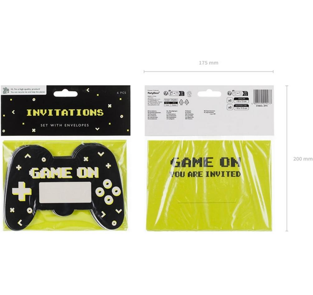 Einladungskarte Game Controller mix, 6 StückGeburtstagseinladungen für Gamer-Fans