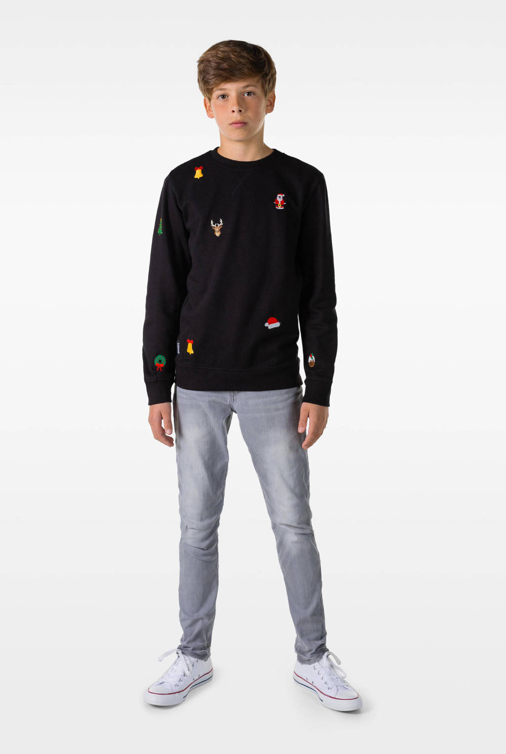 OppoSuits sweater X-Mas Icons met all over print zwart/meerkleurig