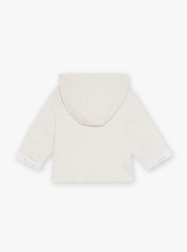 Veste de naissance à capuche en tubique écrue