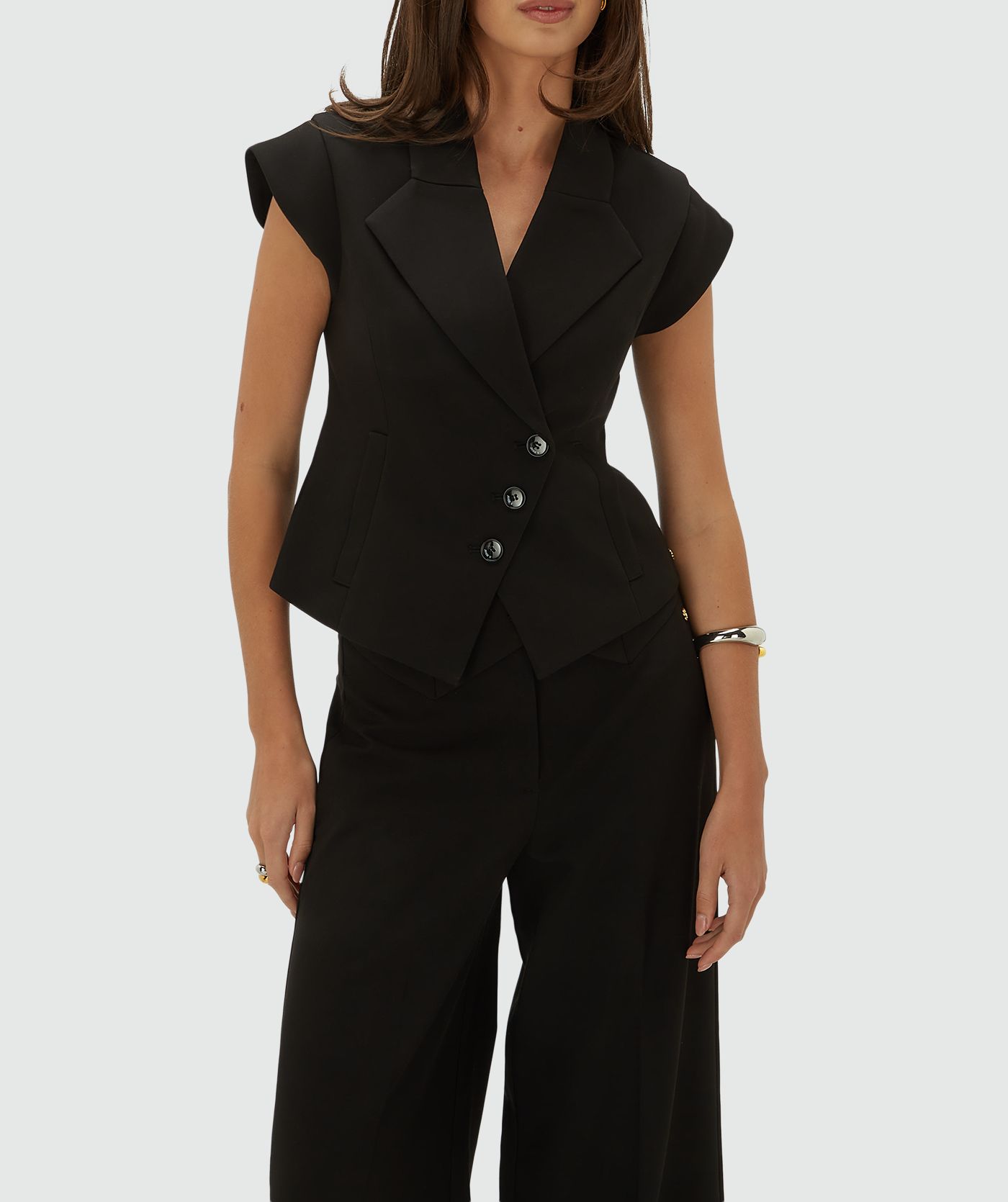 JV-KATLEEN fitted top - black
