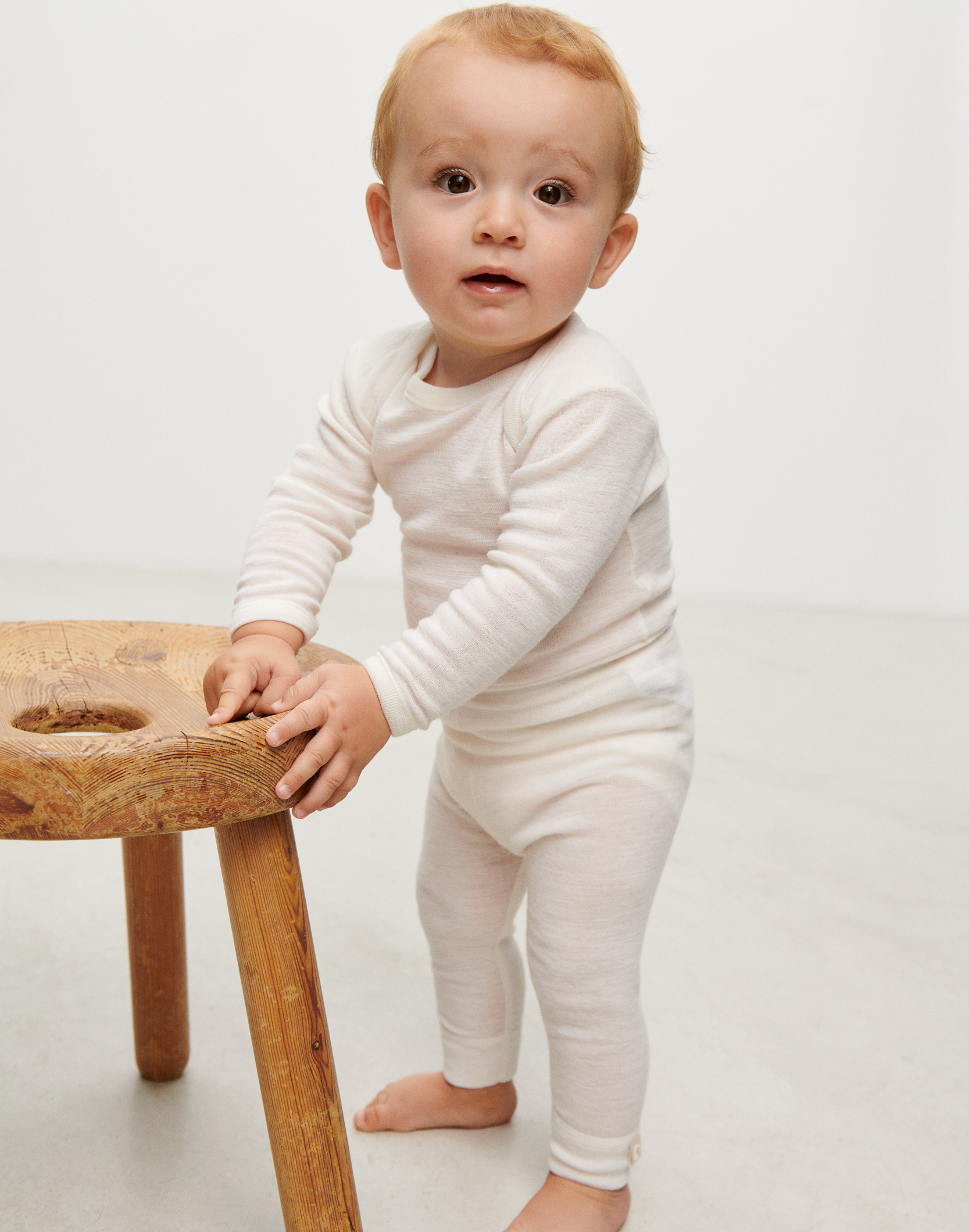 Legging van merinowol voor baby's in Kersthart