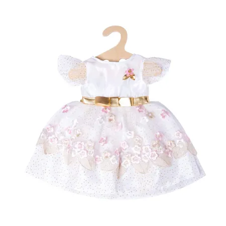 Heless 2132 - Prinzessinnen-Kleid für Puppen im Design Kirschblüte mit goldener Krone, Größe 35 - 45 cm
