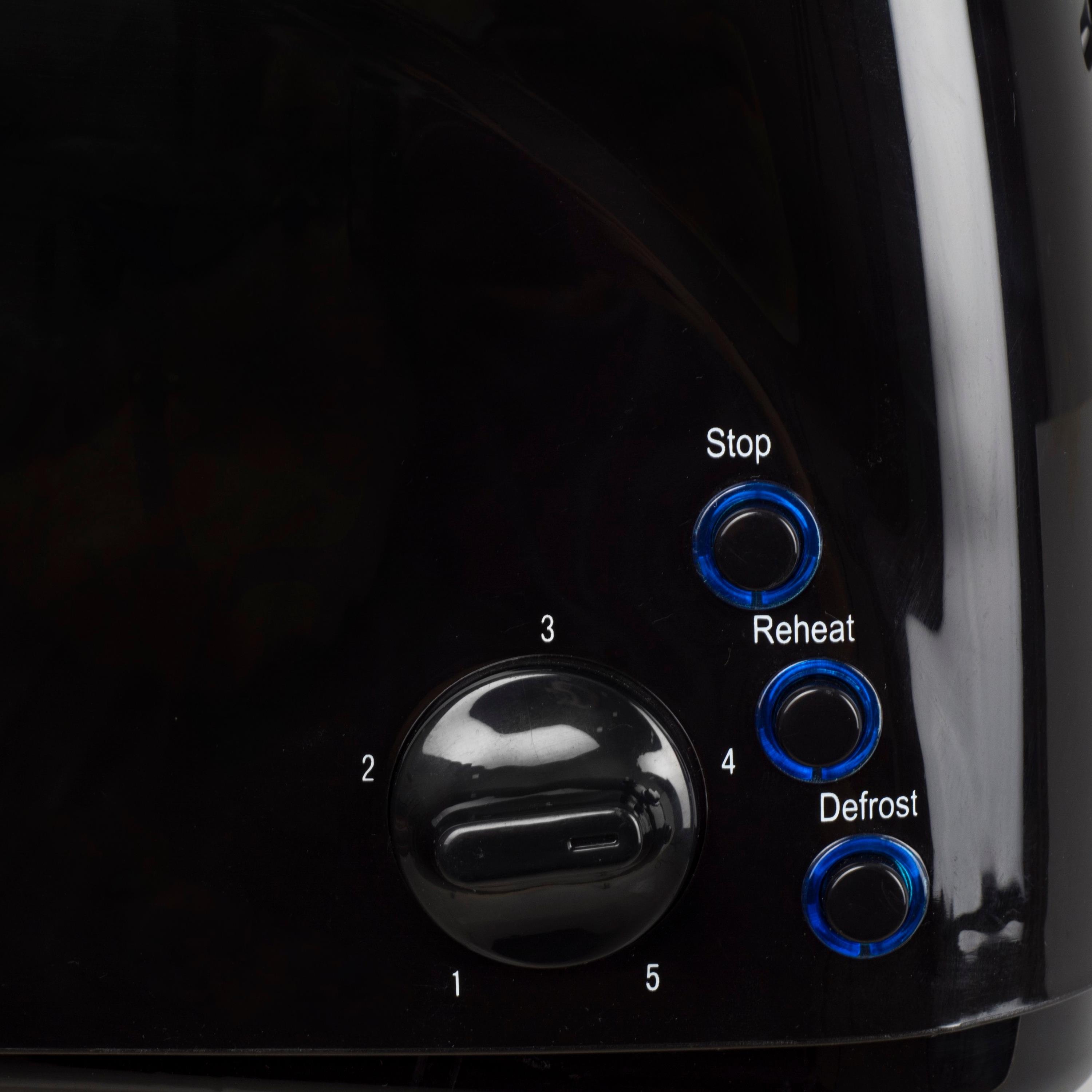 Zilan Langschlitz Toaster 4 Scheiben 1400W Brötchenaufsatz schwarz